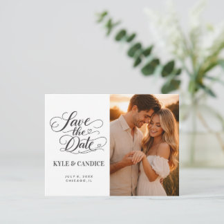 エレガントなプロポーズ＆結婚式のフォントデザイン 案内ポストカード