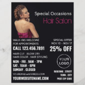 エレガントなヘアスタイル、ヘアスタイリスト、ヘアサロン チラシ (正面)