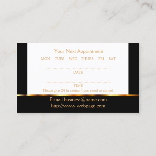エレガントなヘアーサロンのアポイントメント 予約カード (裏面)