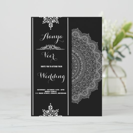 エレガントなヘンナの結婚式招待状 招待状 (スタンド正面)