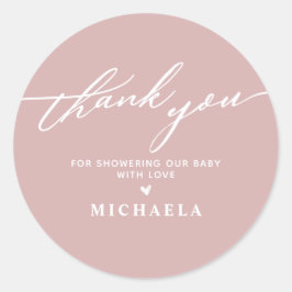 エレガントなベイビーシャワーの手書きスクリプト　サンキュー ラウンドシール