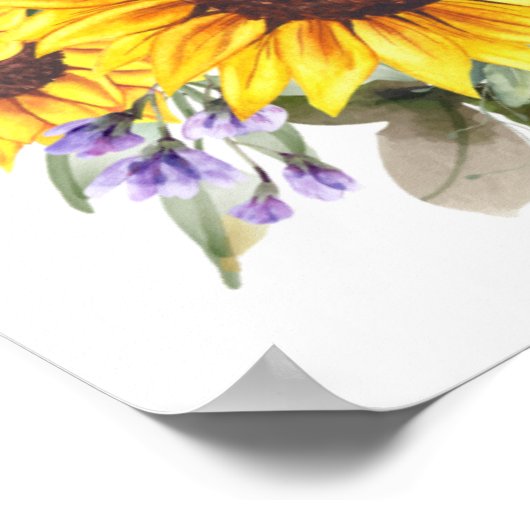 エレガントなベイビーシャワー イエローのひまわり 花 ポスター (角)