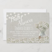 エレガントなベイビーズブレスのストリングライト ベイビーシャワー 招待状 (正面)