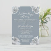 エレガントなベイビーブルーのご出産のお祝い 招待状 (スタンド正面)