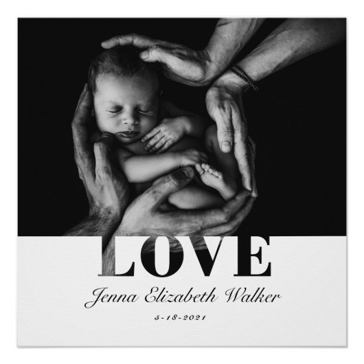 エレガントなベイビー写真ラブタイポグラフィ ポスター (正面)