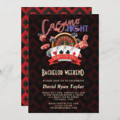 エレガントなベガスでの夜 誘惑のカジノ バチェラーパーティー 招待状 (正面/裏面)