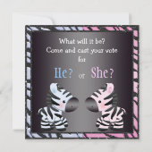 エレガントなベビーの性はシマウマ及びアニマルプリントを明らかにします 招待状 (裏面)