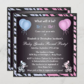 エレガントなベビーの性はシマウマ及び気球を明らかにします 招待状 (正面/裏面)