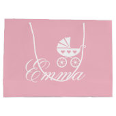 エレガントなベビーカーキャリッジカスタムなベビーシャワー ラージペーパーバッグ (裏面)