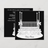 エレガントなベビークリブ 黒と白のベビーシャワー 招待状 (正面/裏面)