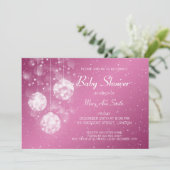 エレガントなベビーシャワーのお祝いのつまらないもののピンク 招待状 (スタンド正面)