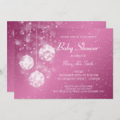 エレガントなベビーシャワーのお祝いのつまらないもののピンク 招待状 (正面/裏面)