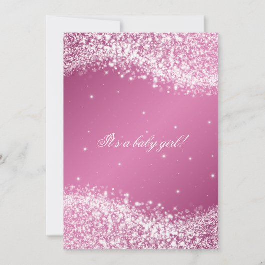 エレガントなベビーシャワーのきらめくな波のピンク 招待状 (裏面)