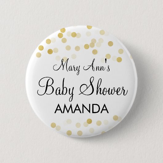 エレガントなベビーシャワーのフェイクな金ゴールドホイルのグリッターライト 缶バッジ (正面)