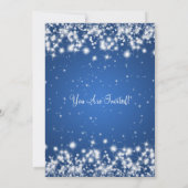 エレガントなベビーシャワーの冬の輝きの青 招待状 (裏面)