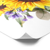 エレガントなベビーシャワー イエローのひまわり 花 ポスター (角)