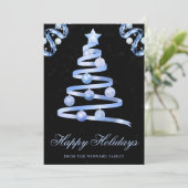 エレガントなベビーブルーのスパークリーリボン ツリー クリスマス (スタンド正面)