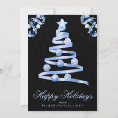 エレガントなベビーブルーのスパークリーリボン ツリー クリスマス (裏面)