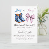 エレガントなベビーブーツかリボン 男の子？女の子？性別発表 招待状 (スタンド正面)