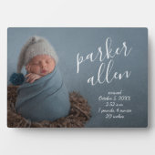 エレガントなベビー写真 誕生のお知らせ 記念品 フォトプラーク (正面)