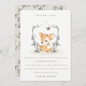 エレガントなベビー鹿の花紋章 誕生日どんな年齢でも サンキューカード (正面/裏面)