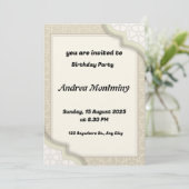 エレガントなベージュのイスラム幾何学模様の誕生日 招待状 (スタンド正面)