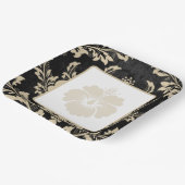 エレガントなベージュのダマスク柄 クリスマスカスタム ペーパープレート (傾斜あり)