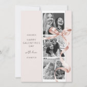 エレガントなベージュのボウ3写真ガレンティンズデーカード シーズンカード (正面)