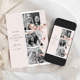 エレガントなベージュのボウ3写真ガレンティンズデーカード シーズンカード