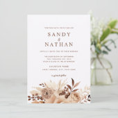 エレガントなベージュのボヘミアンフラワーウェディング招待状 招待状 (スタンド正面)