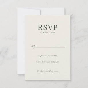 エレガントなベージュのミニマリストRSVP 出欠カード