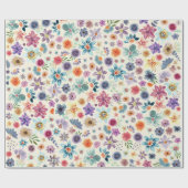 エレガントなベージュの植物園の花 ラッピングペーパー (フラット)