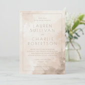 エレガントなベージュの水彩画ウェディング招待状 招待状 (スタンド正面)