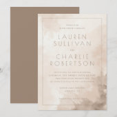 エレガントなベージュの水彩画ウェディング招待状 招待状 (正面/裏面)
