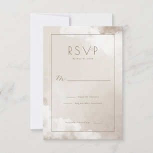 エレガントなベージュの水彩RSVP 出欠カード