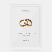 エレガントなベージュの結婚指輪 アクリルサイン (正面)