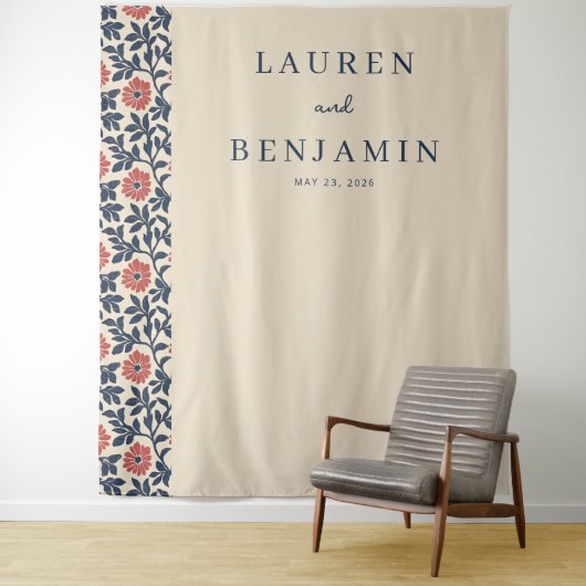 エレガントなベージュの花模様 タペストリー (インサイチュ)