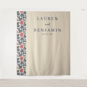 エレガントなベージュの花模様 タペストリー (正面)