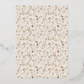 エレガントなベージュの花 箔招待状 (裏面)