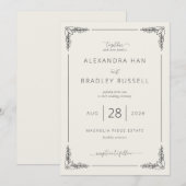 エレガントなベージュの葉のモーション 招待状 (正面/裏面)