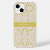 エレガントなベージュグリーンの花柄のオーダーメイド Case-Mate iPhoneケース (裏面)