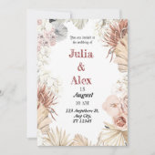 エレガントなベージュトロピカルウォーターカラーボホー bouquet ウェディング 招待状 (正面)