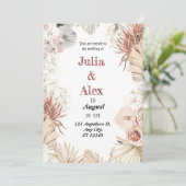 エレガントなベージュトロピカルウォーターカラーボホー bouquet ウェディング 招待状 (スタンド正面)