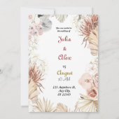 エレガントなベージュトロピカルウォーターカラーボホー bouquet ウェディング 招待状 (裏面)