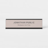 エレガントなベージュ黒い専門の創造的なシンプル デスクネームプレート (正面)