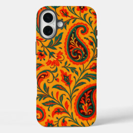エレガントなペイズリーの花柄 iPhone 16 PLUSケース