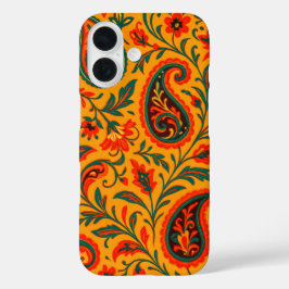 エレガントなペイズリーの花柄 iPhone 16ケース