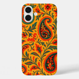 エレガントなペイズリーの花柄 iPhone 16 PLUSケース