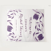 エレガントなペイズリー パープル ブライダル シャワー ウェルカム タペストリー (正面(横))