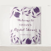 エレガントなペイズリー パープル ブライダル シャワー ウェルカム タペストリー (正面)